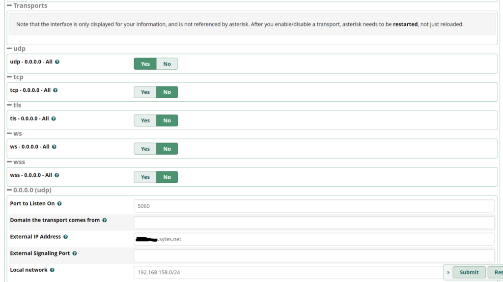 Asterisk SIP Settings FreePBX