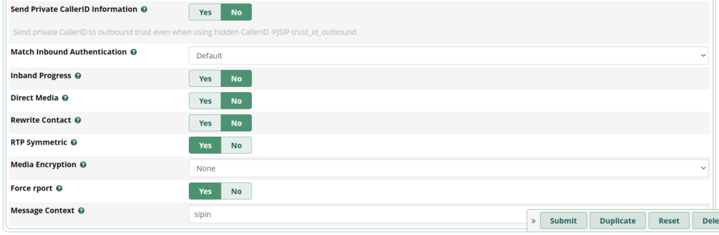 PJSIP Settings - Sez. Advanced - Fig.3