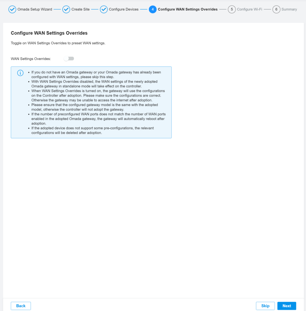 Configure WAN Settings Overrides Omada Software Controller