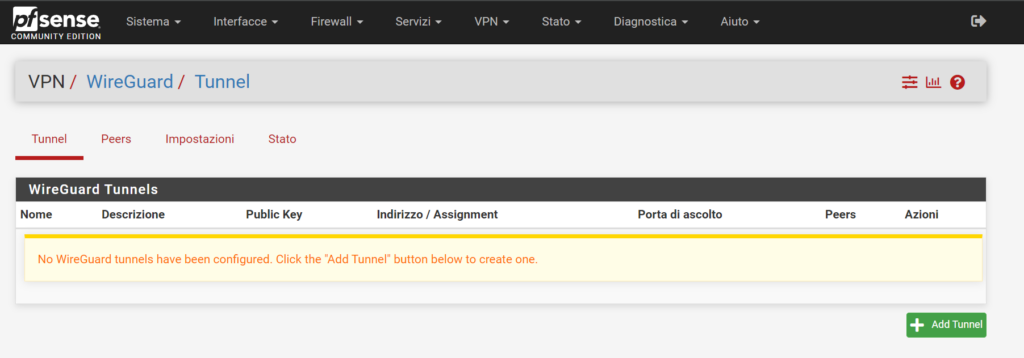 aggiunta tunnel wireguard pfsense