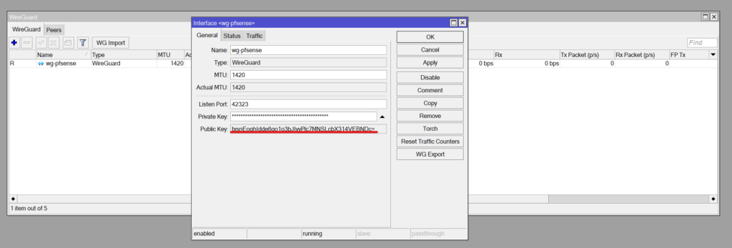 configurazione interfaccia wireguard mikrotik