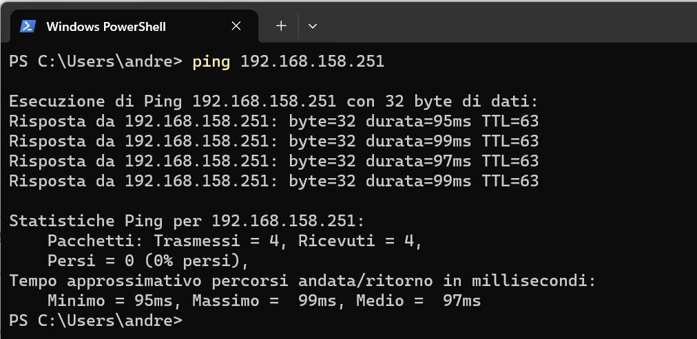 Ping per verifica raggiungibilità risorse