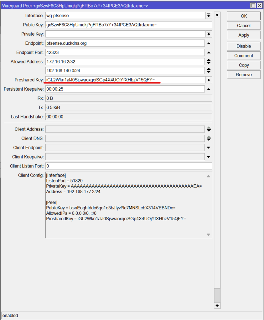 preshared key mikrotik wireguard