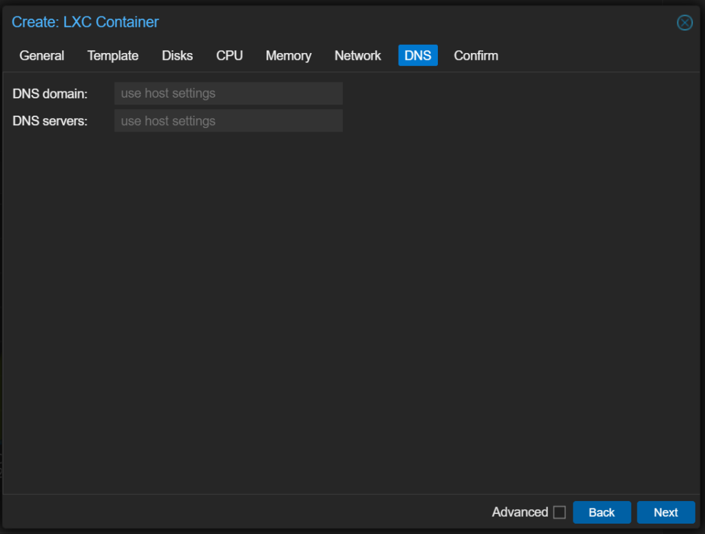 DNS container lxc