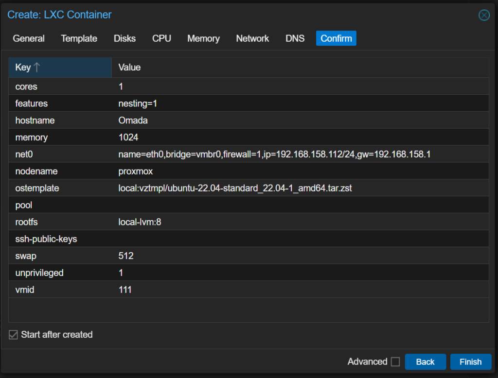 Confirm container lxc