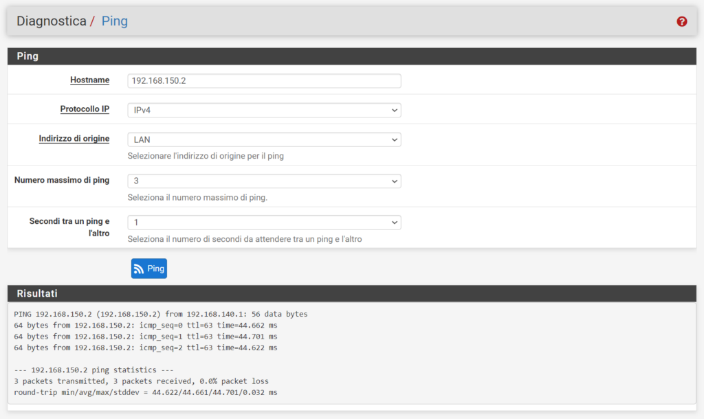 ping from pfsense lan to remote host tunnel