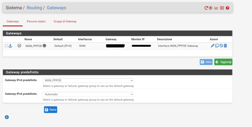 Gateways Pfsense