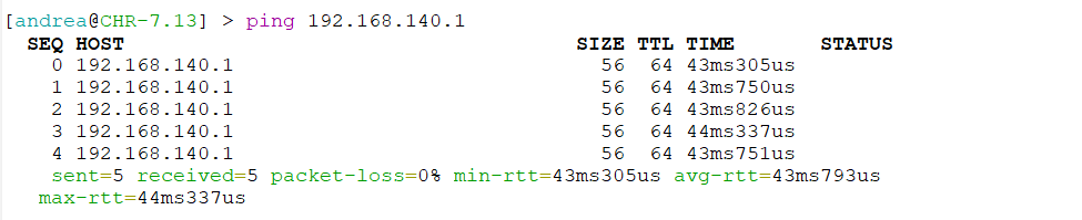 ping from mikrotik to pfsense tunnel