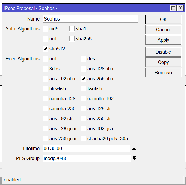 Phase2 Mikrotik - Proposal ipsec