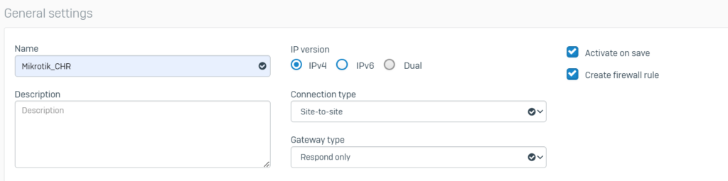General Settings Site-to-Site VPN sophos