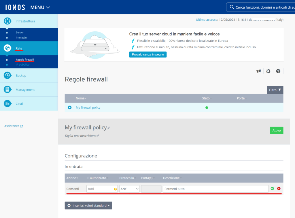 vps mikrotik chr ionos firewall rule