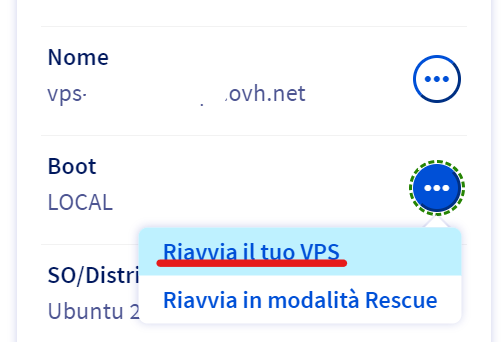 restart OVH VPS