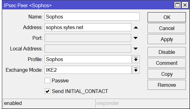 Mikrotik IPsec peer